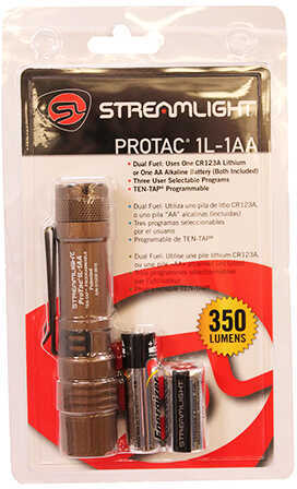 Streamlight 88073 ProTac 1 L C4 LED 350/150 Lumens CR123A Lithium Battery Coyote Aircraft Aluminum Body                 