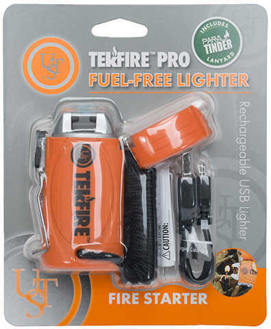 UST - Ultimate Survival Technologies Tekfire Pro Fuel-Free Lighter Orange 3"x1.5"x0.8" ParaTinder Utility Cord Included