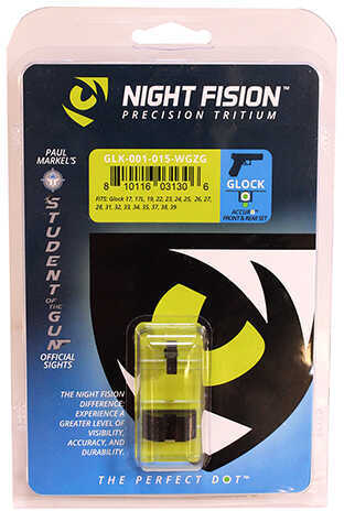 Night Fision GLK001015WGZ Sight Set Accur8 Front/Square Rear for Glock 17/17L/19/22-28/31-35/37-39 Green Tritium w