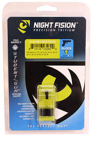 Night Fision GLK001015YGZ Sight Set Accur8 Front/Square Rear for Glock 17/17L/19/22-28/31-35/37-39 Green Tritium w