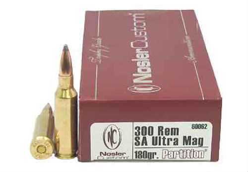 300 Rem Short Action Ultra Mag 180 Grain PARTITION 20 Rounds Nosler Ammunition Remington Magnum