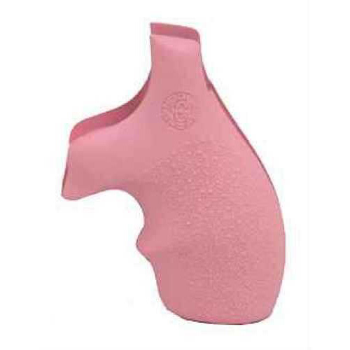 Hogue 61007 Rubber Bantam with Finger Grooves Grip S&W J Frame w/Round Butt Pink                                        