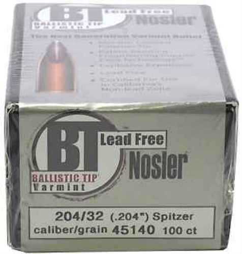 Nosler 20 Caliber .204 Diameter 32 Grain Ballistic Tip Lead Free Bullet 100 Count