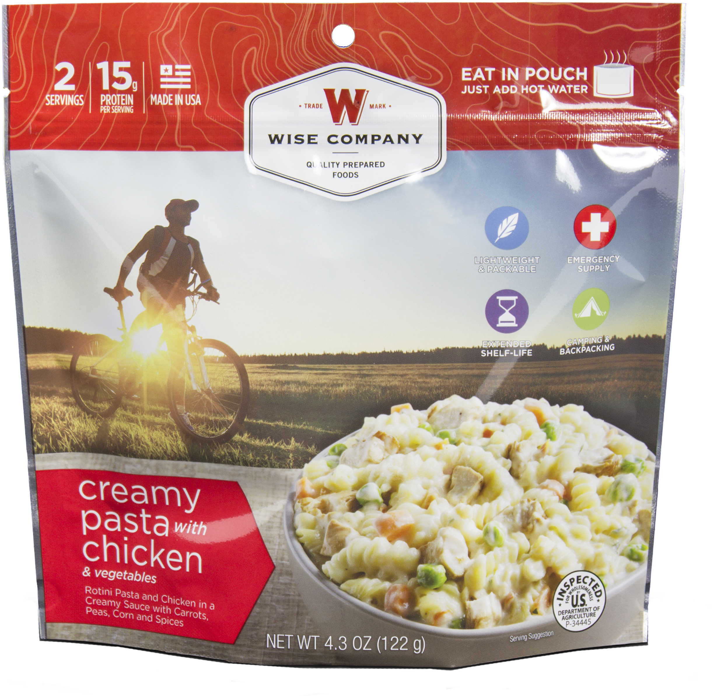 Wise Foods RW05-006 Outdoor Kit Crest Peak Creamy Pasta And Chicken Meat/Pasta 6 Per Case 2.5 Servings Camp
