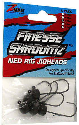Z-Man Finesse ShroomZ™ Jighead 1/10 Ounce 3/0 Hook, Green Pumpkin, 5-Pack Md: FJH110-01PK5