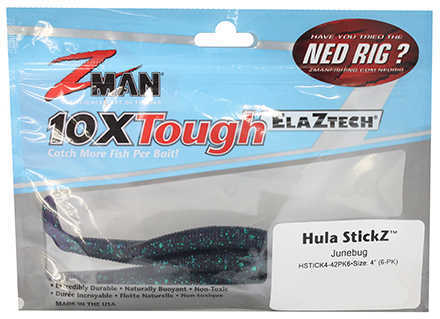 Z-Man Fishing Products 4-Inch Hula Stickz Soft Bait Lure, JuneBug, 6-Pack Md: HSTICK4-42PK6
