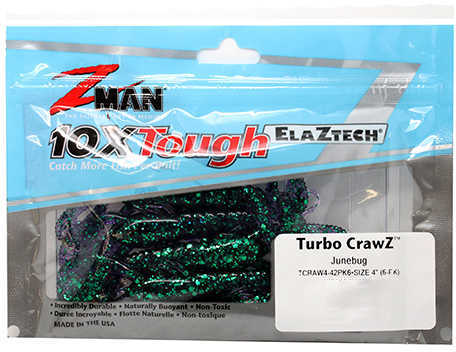 Z-Man Turbo CrawZ 4-Inch Bait, Junebug, 6-Pack Md: TCRAW4-42PK6