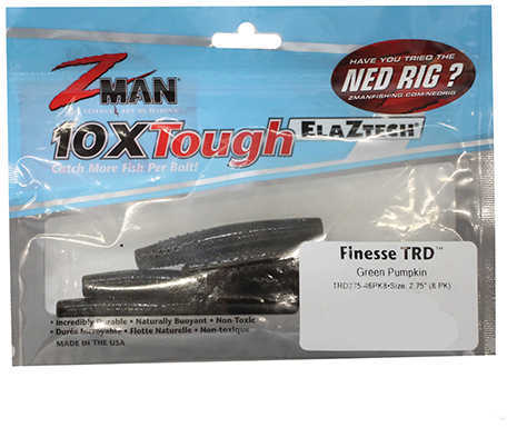 Z-Man Fishing Products Finesse TRD 2.75" Green Pumpkin Soft Bait, 8-Pack Md: TRD275-46PK8