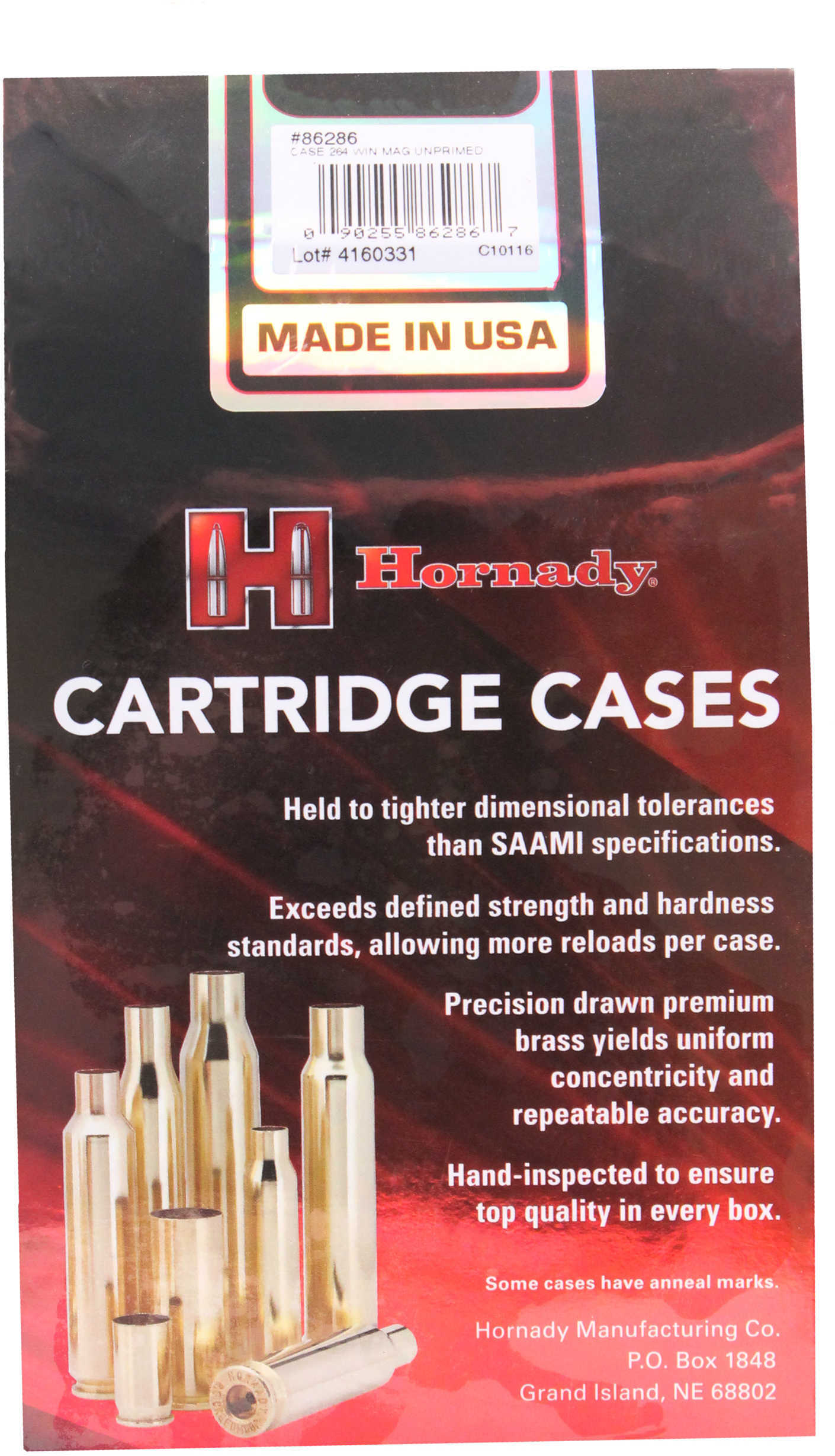 Hornady 264 Winchester Magnum Unprimed Cases 50 Per Box Md: 86286