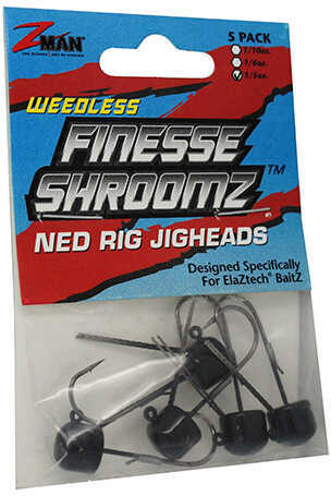 Z-Man Finesse Shroomz Jighead Weedless 1/5 Ounce, Black, 5-Pack Md: FJHW15-02PK5
