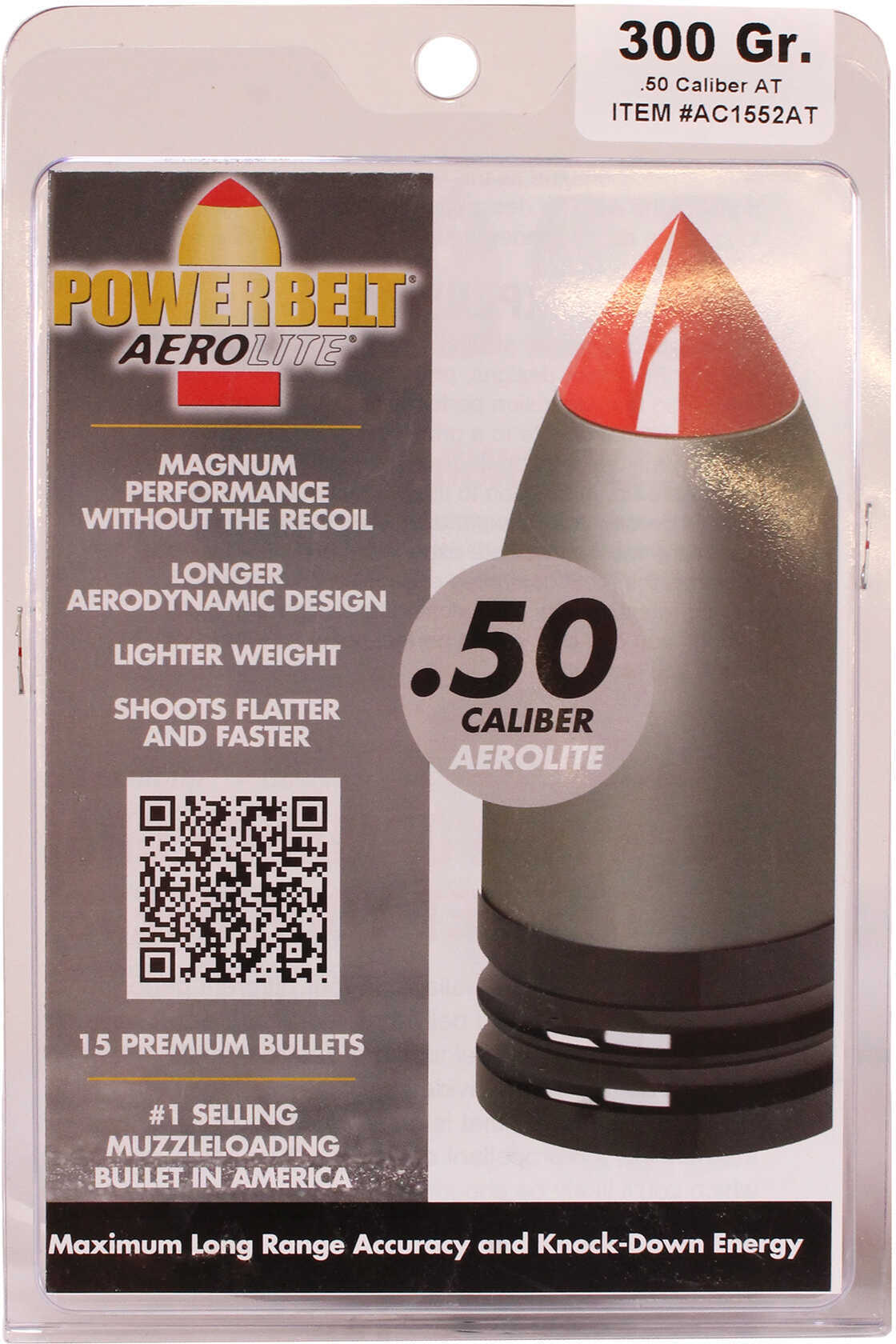 Powerbelt Aerolite Bullet .50 cal. 300 gr. 15 pk. Model: AC1552AT