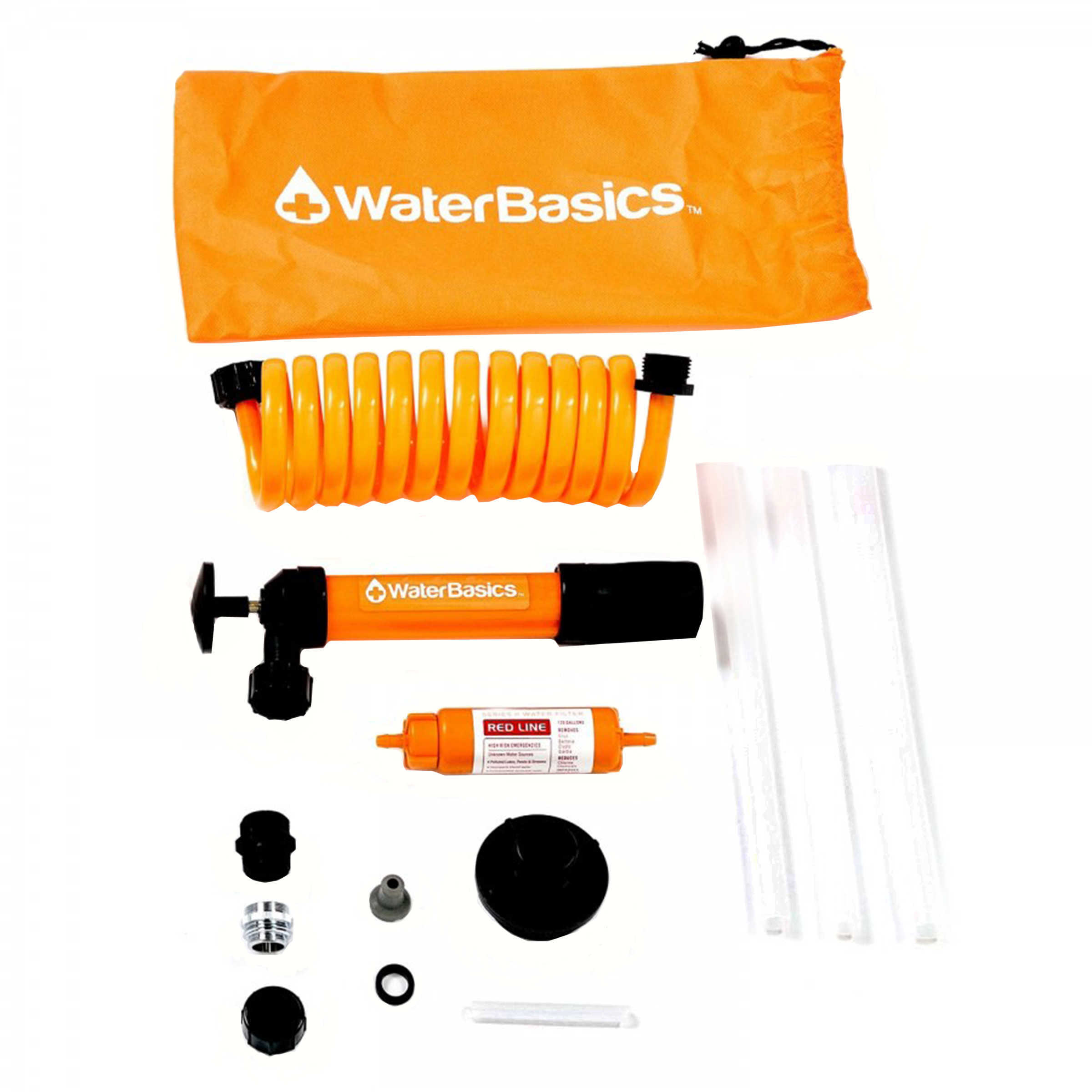 Aquamira WaterBasics Emergency Pump and Filter Kit Red Line - Virus Bacteria Cyst Protection Filters up to 12