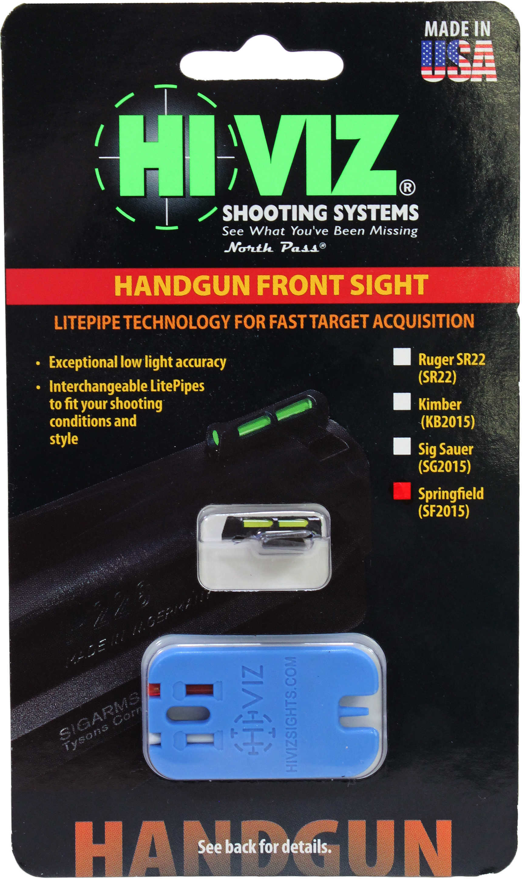 Hi-Viz Litewave Sight Fits Springfield 1911 Front Include Litepipes and Key SF2015