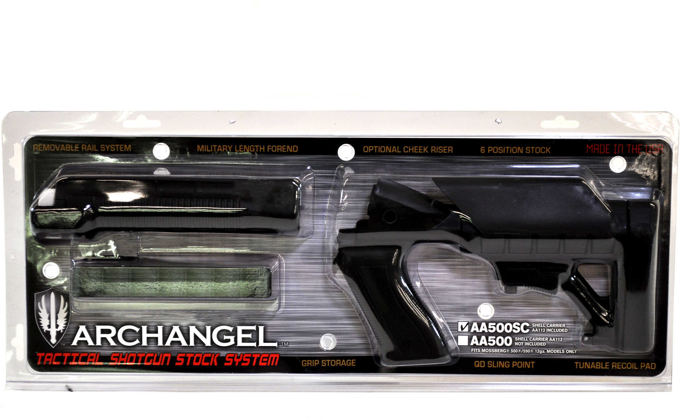 ProMag Archangel Stock Black 7 Round Shell Holder Tactical Mossberg 500/590 AA500SC