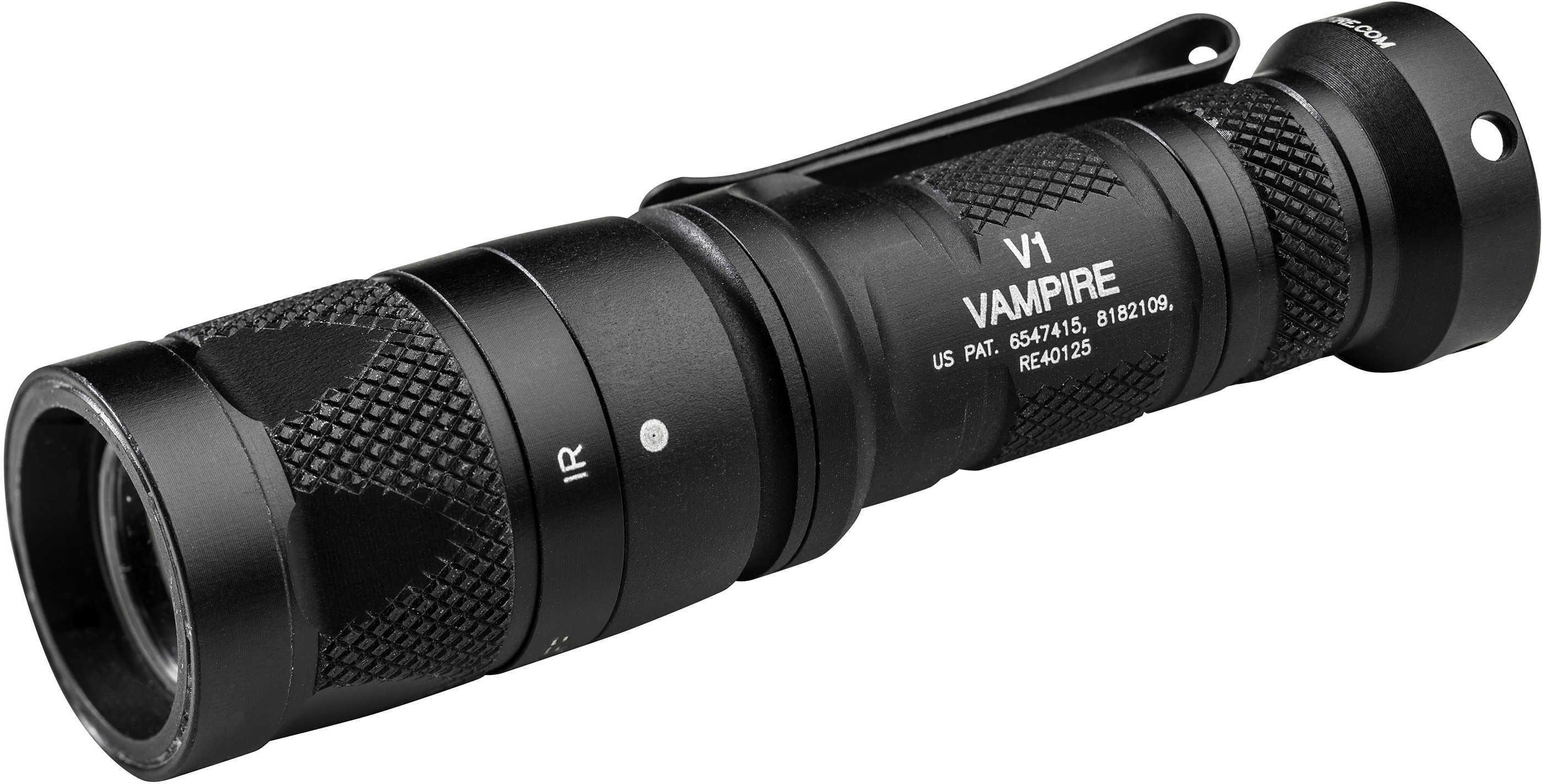 Surefire V1 Vampire Flashlight Dual Output 5/250 LED 10/100mW IR Constant-On Click-Type/ Tactical Momentary-On Tail Blac