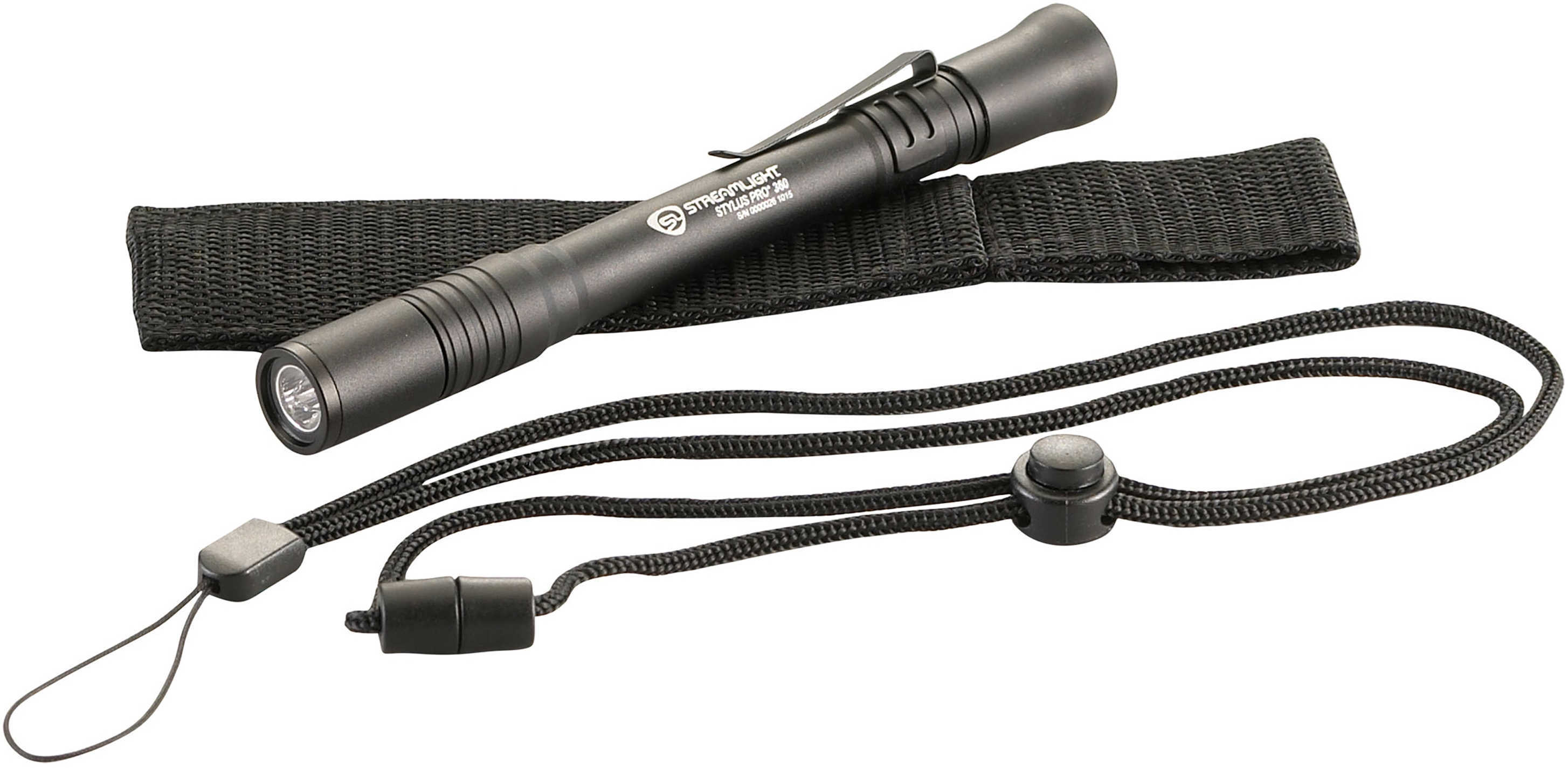 Streamlight Stylus Pro 360 Flashlight Two AAA Batteries Nylon Hlster and Lanyard Blk w/ White LED 65 lumens6.5 hours 662