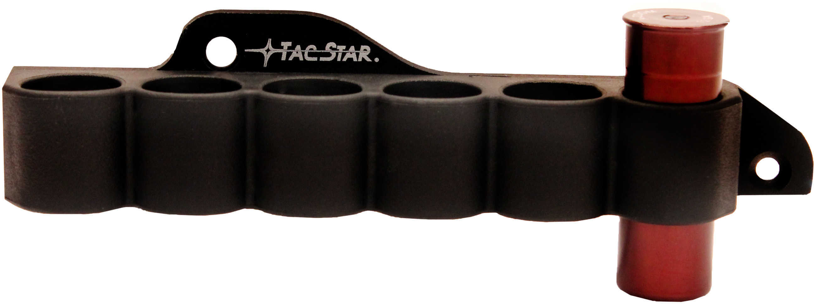TacStar 1081210 Slimline SideSaddle 6 Round 12 Gauge Mossberg 500/590 Black Rubber with Aluminum Plating