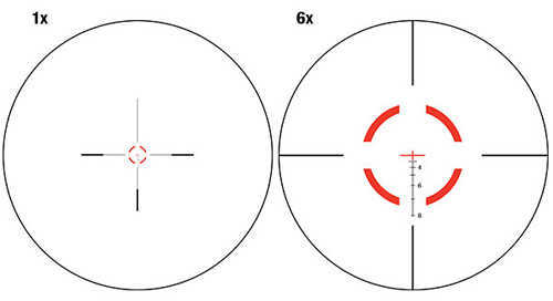 Trijicon 1600011 VCOG 1-6x 24mm Obj 95-15.9 ft @ 100 yds FOV Black Finish Illuminated Segmented Circle/Crosshair Red