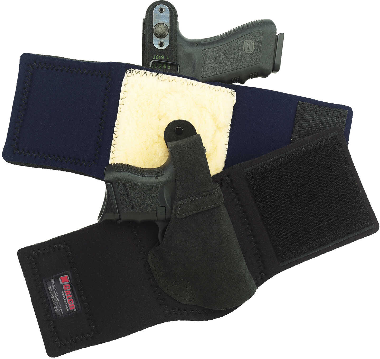 Galco Ankle Lite Ankle Holster Black RH Fits Glock 26 27 33 S&W M&P 2.0 Compact 3.6" 9/40, M&P Compact 9/40