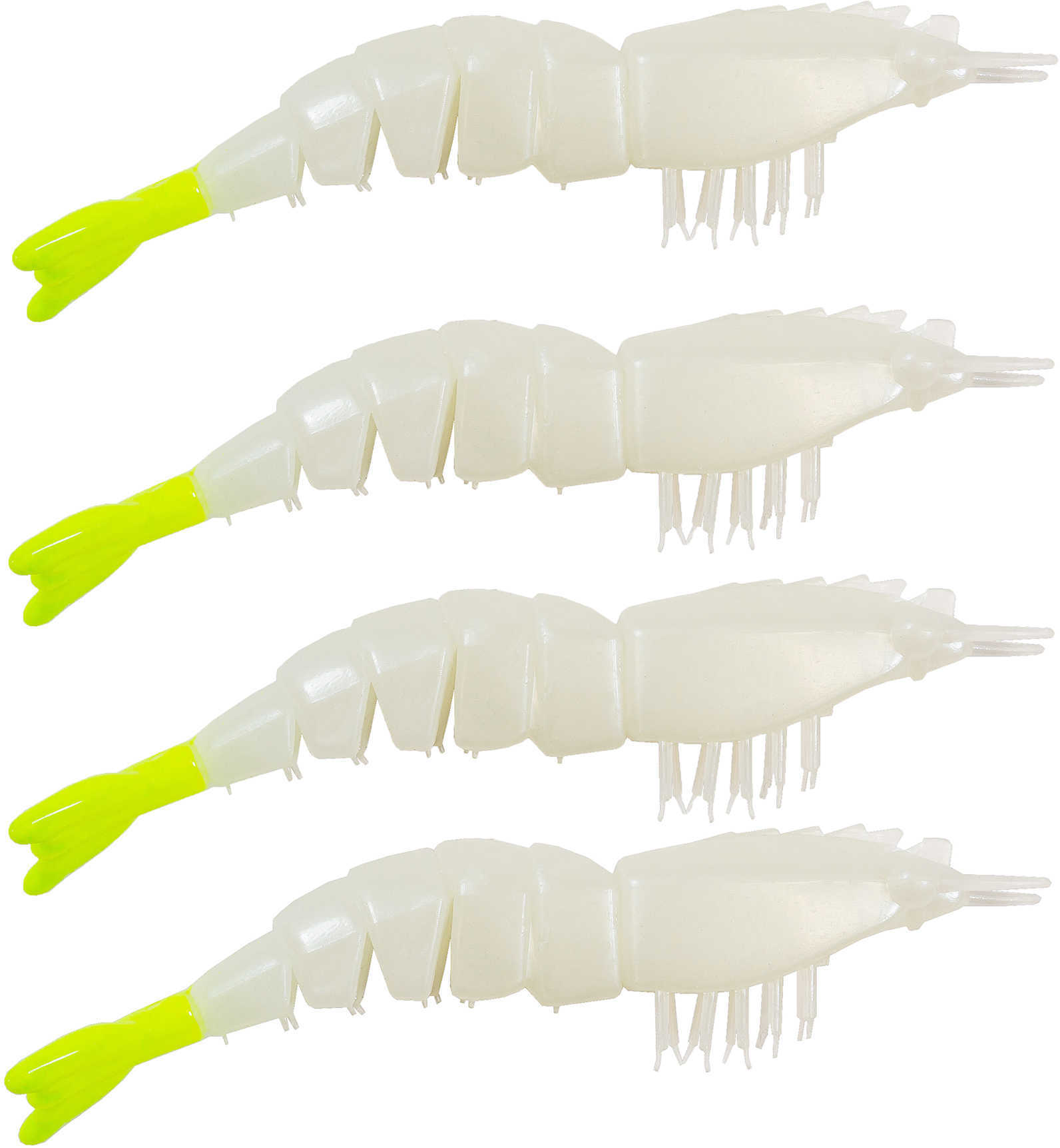 Z-Man Ez Shrimpz Unrigged 3.5-Inch Bait, GloWith Chartreuse Tail, 4 Per Bag Md: EZSU-70PK4