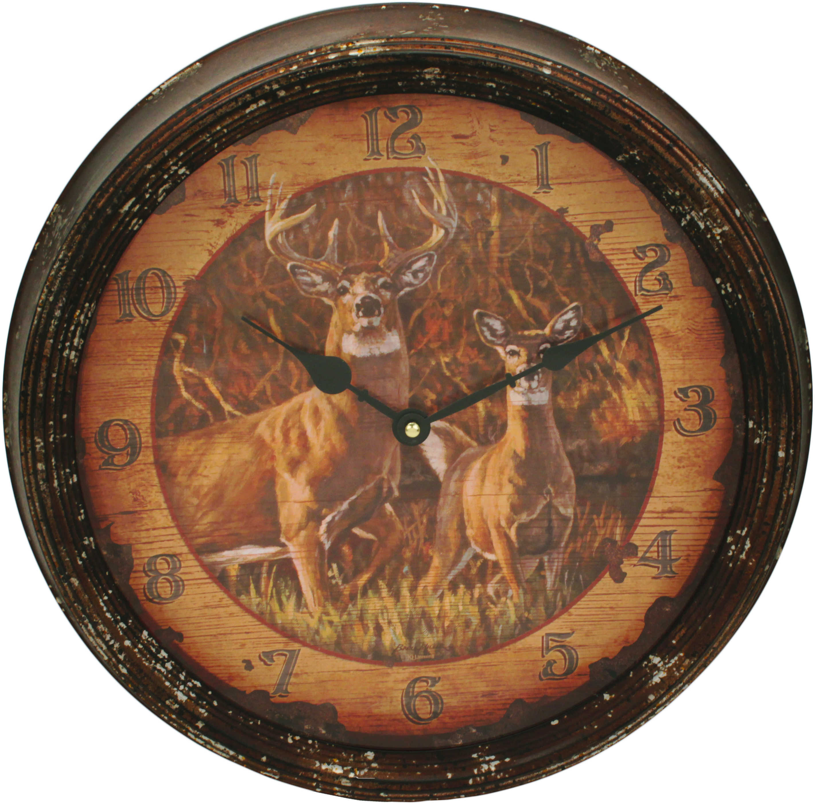 Rivers Edge Buck/Doe Nostalgic Metal Clock 15"