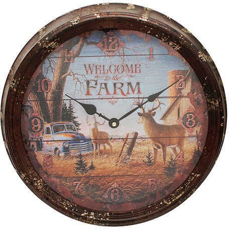 Rivers Edge Deer Nostalgic Metal Clock 15"