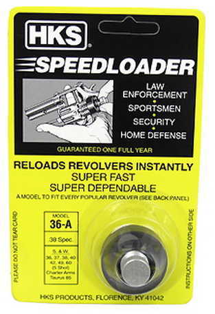 HKS A-Series Revolver Speedloader .338/357 For S&W 36/37/38/40/42/49/60 Charter Arms/Rossi 68/Taurus 85/Ruger SP101