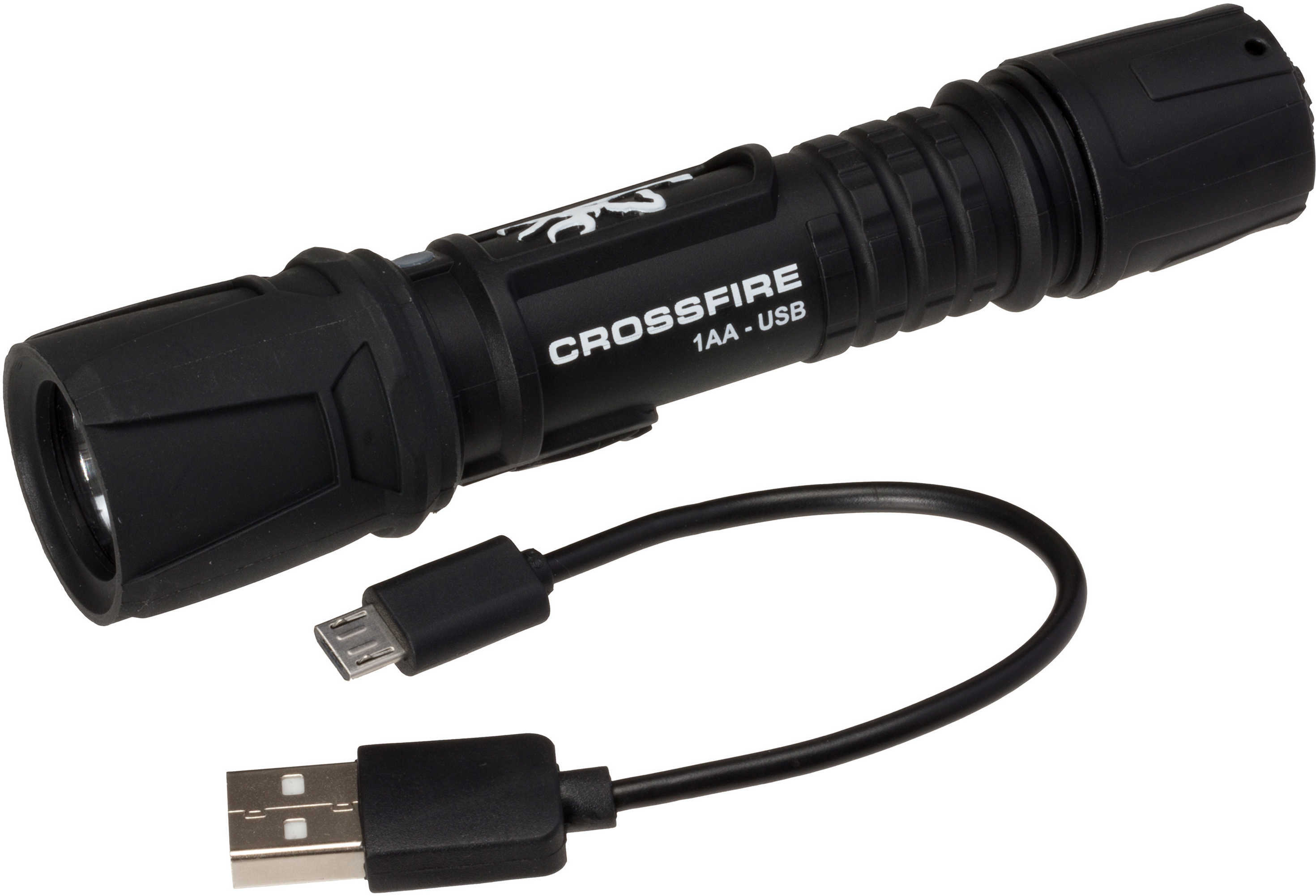 BG Crossfire Flashlight 1AA USB RECHARGABLE Waterproof Black