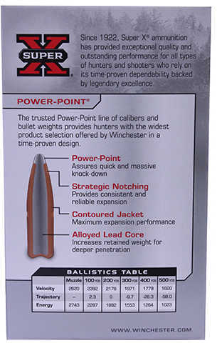 Winchester Super-X Power Point Rifle Ammunition .308 Win 180 Gr PSP 2620 Fps - 20/Box
