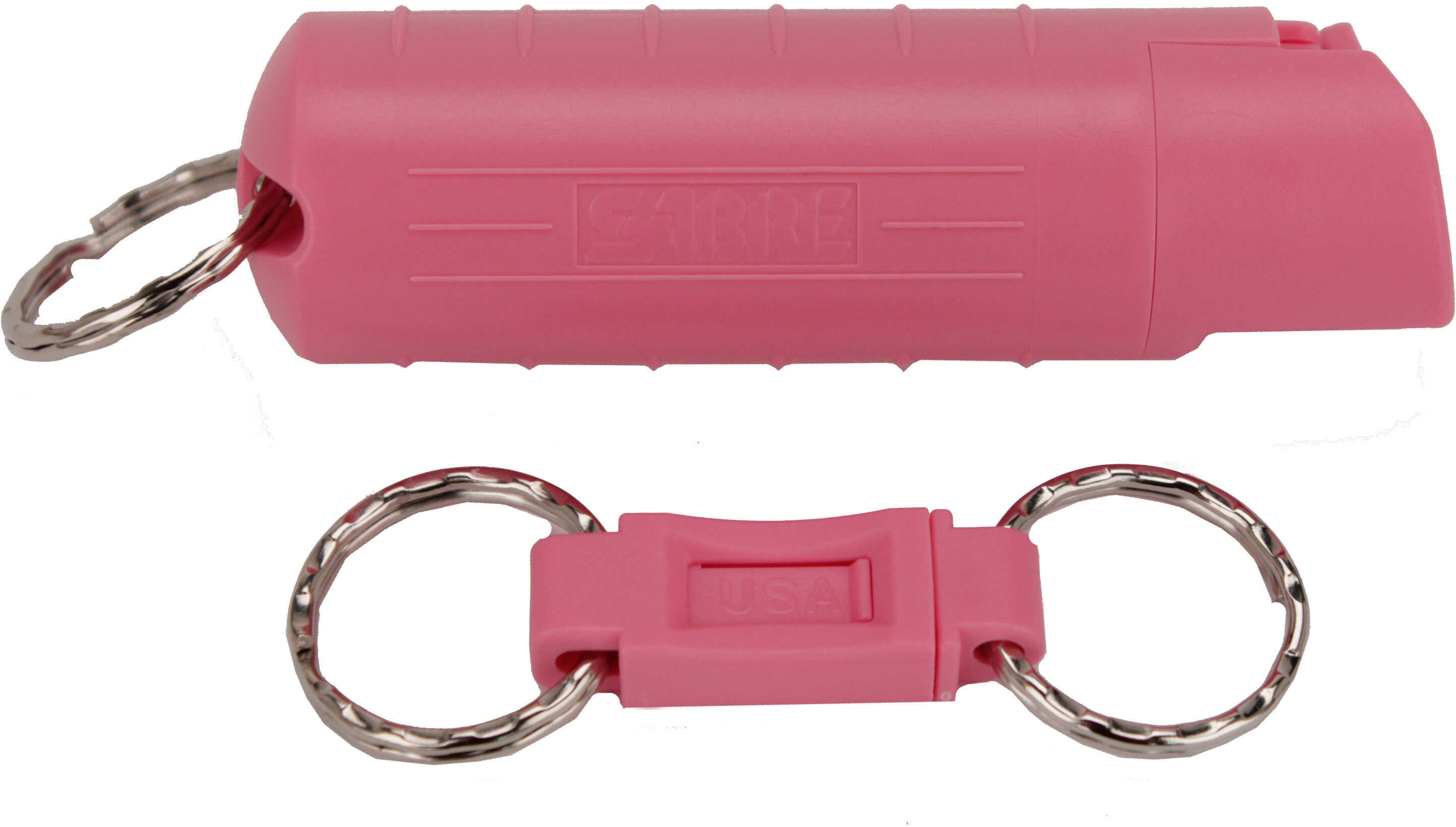 Sabre 3-in-1 Key Chain Pepper Spray Pink Hardcase with Quick Release Key Ring Model: HC-14-PK