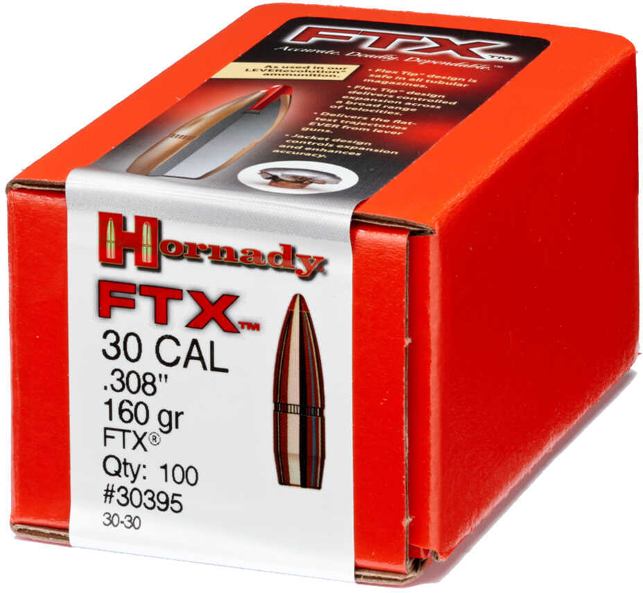 Hornady 30 Caliber (30-30) .308 Diameter 160 Grain FTX Flex Tip 100 Count