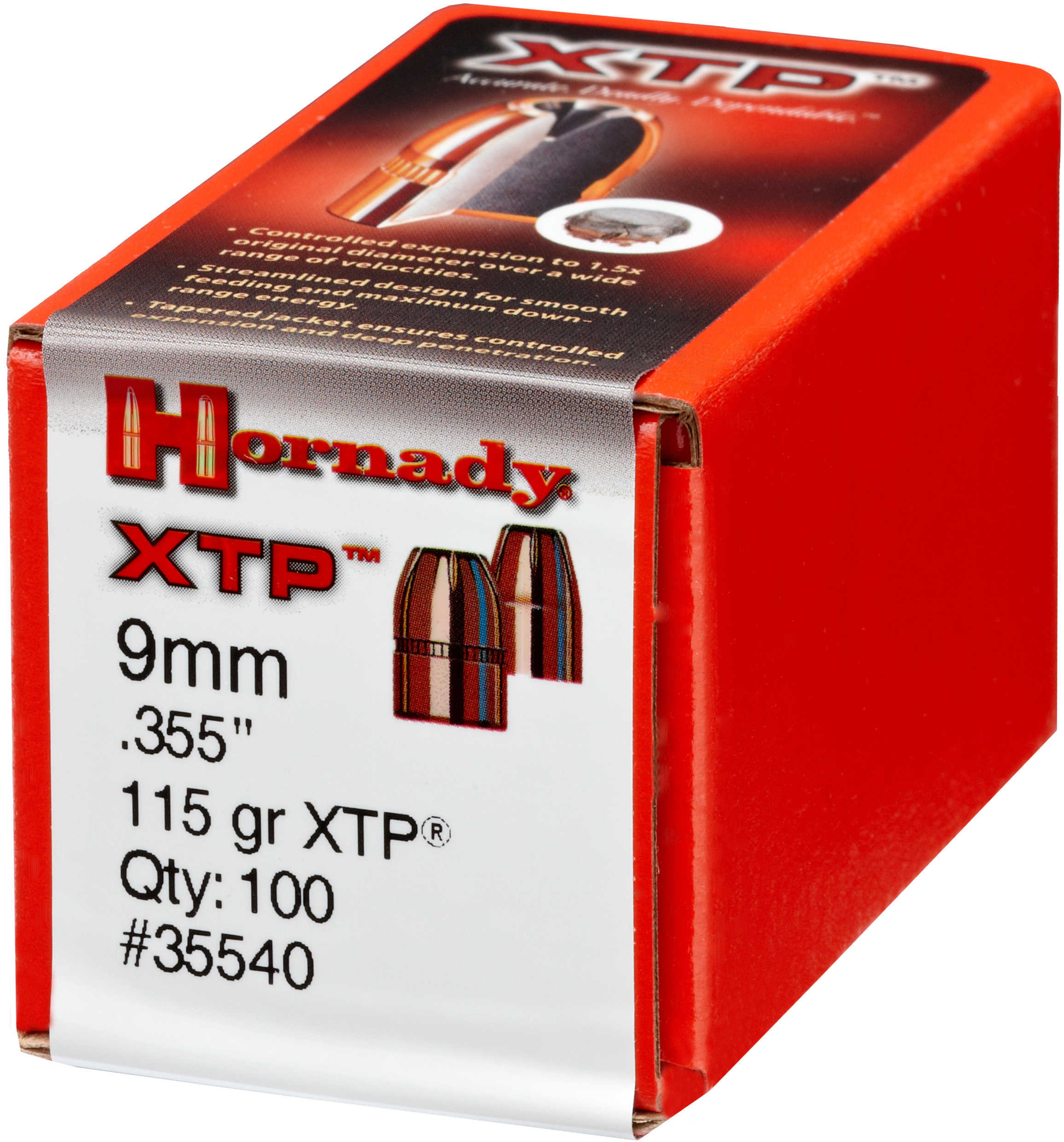 Hornady 9mm Bullets 115 Grain HP/XTP Per 100 Md: 35540