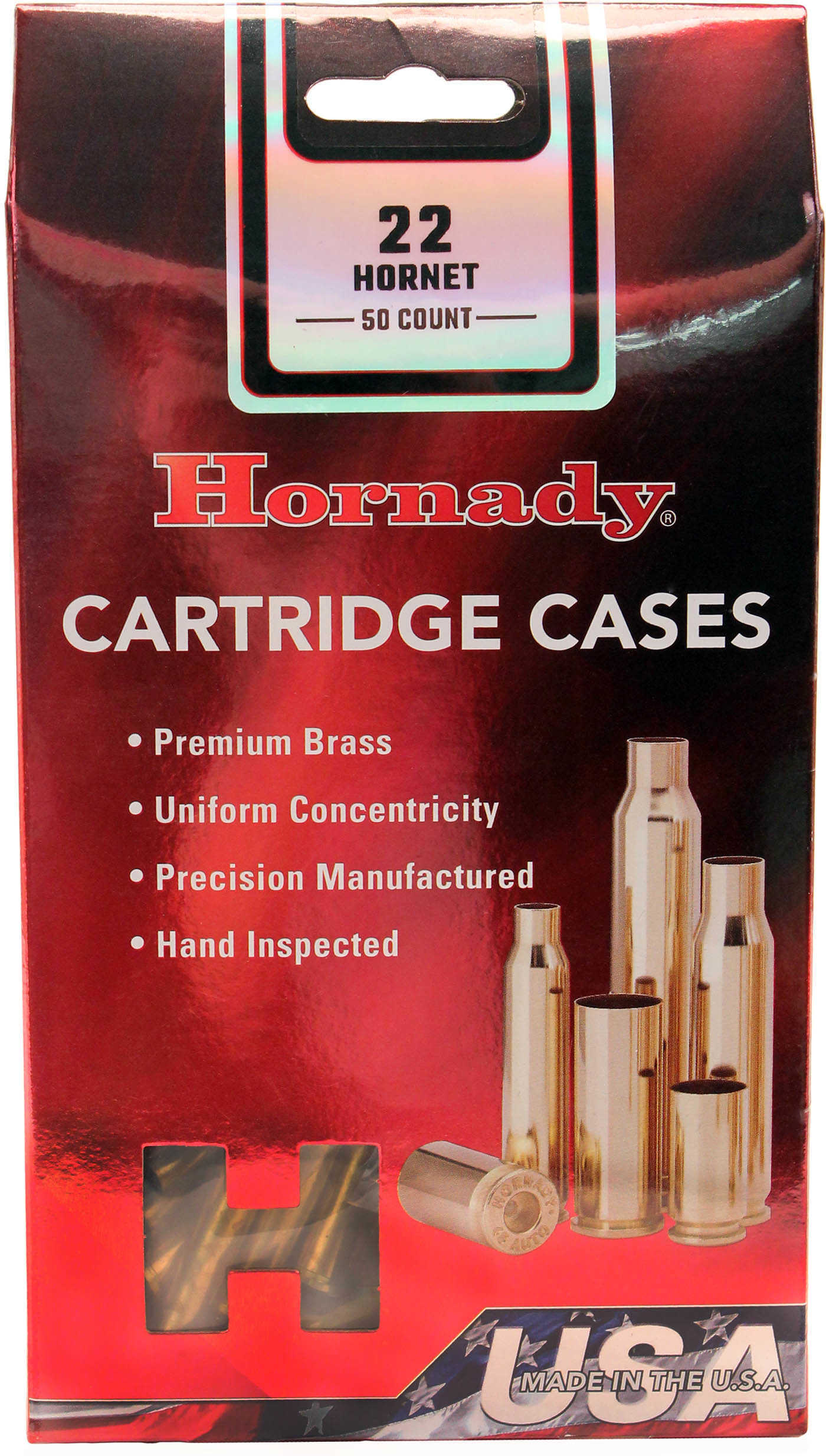 Hornady Unprimed Brass Rifle Cartridge Cases .22 Hornet 50/ct
