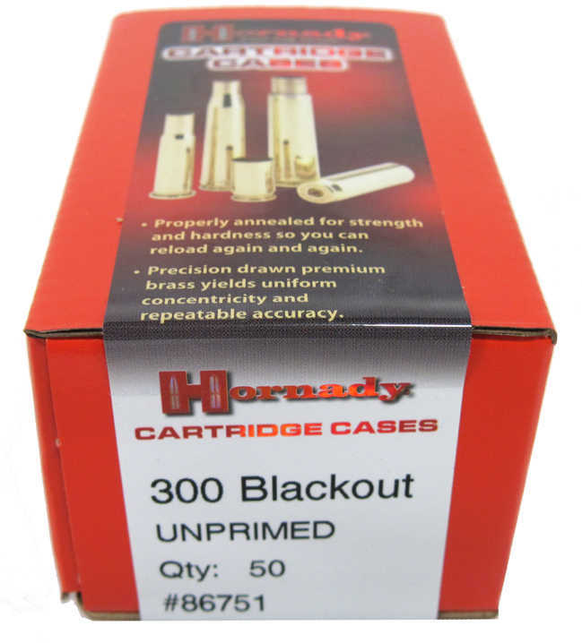 Hornady Unprimed Brass Rifle Cartridge Cases .300 Blackout 50/ct