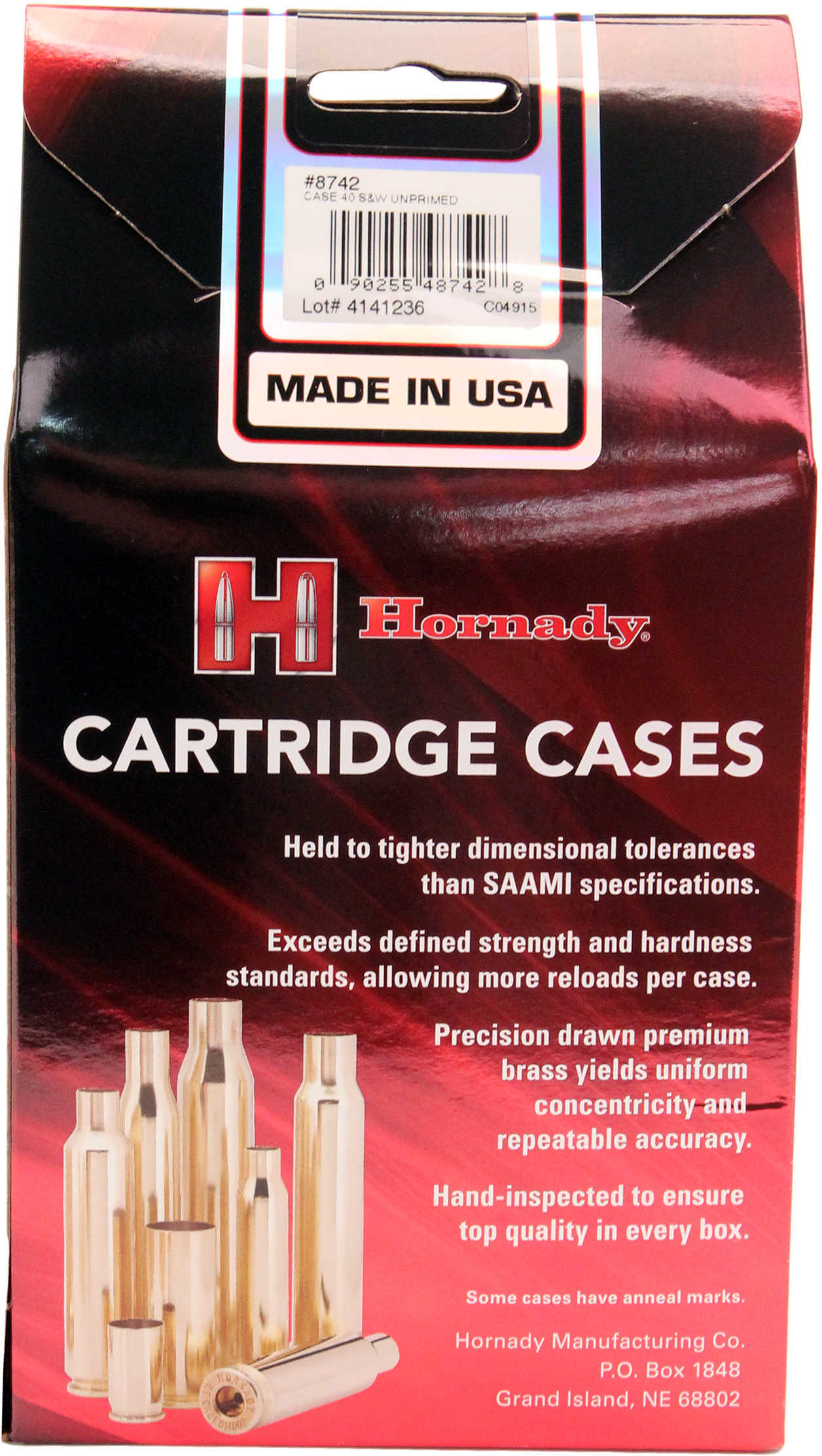 Hornady Unprimed Brass Handgun Cartridge Cases .40 S&W 200/ct