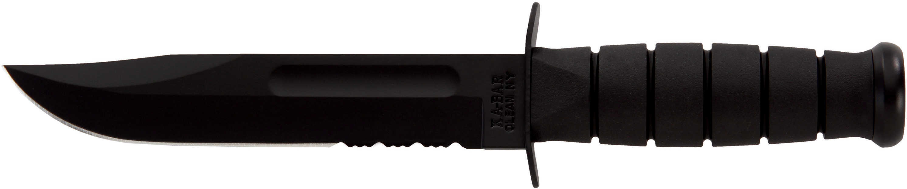 KA-BAR Fighting/Utility Knife 7" SERR W/Plastic Sheath Black
