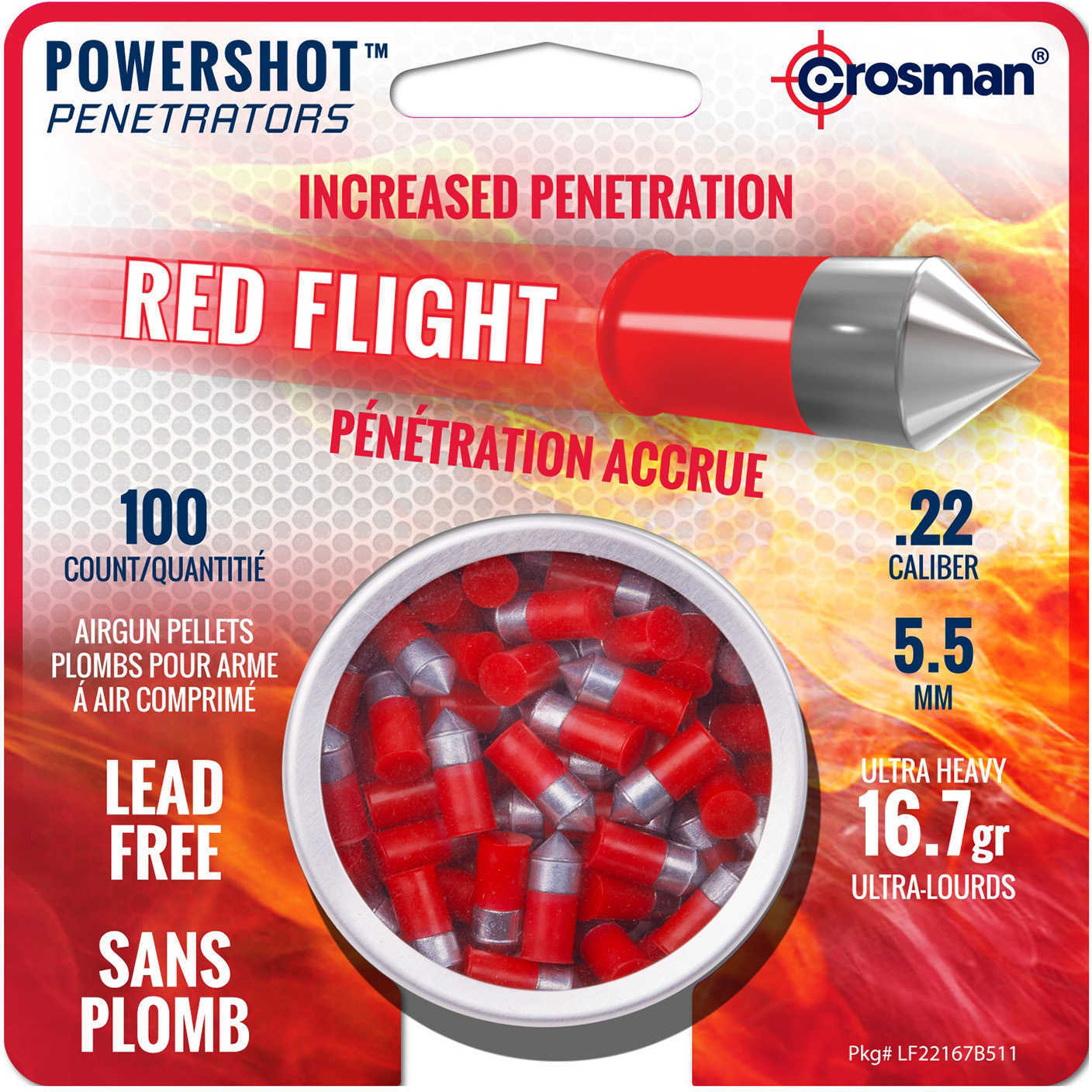 Crosman Powershot .22 Cal Lead-Free Red Flight Pen-img-1
