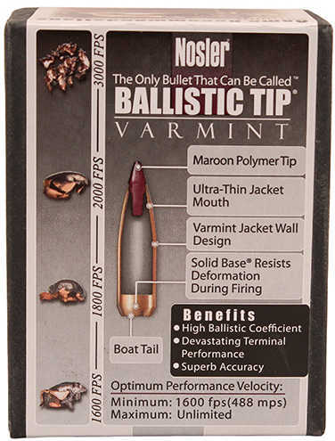 Nosler Bullets 20 Caliber .204 40 Grains Ballistic Tip 100CT
