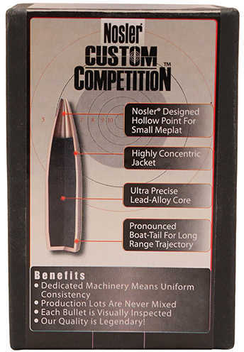 Nosler 30 Caliber .308 Diameter 168 Boat Tail HP Custom Competition 100 Count