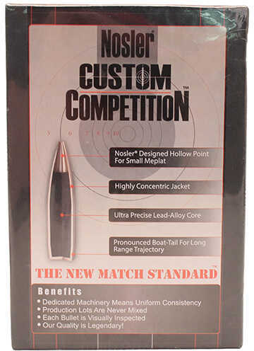 Nosler 30 Caliber .308 Diameter 168 Boat Tail HP Custom Competition 250 Count