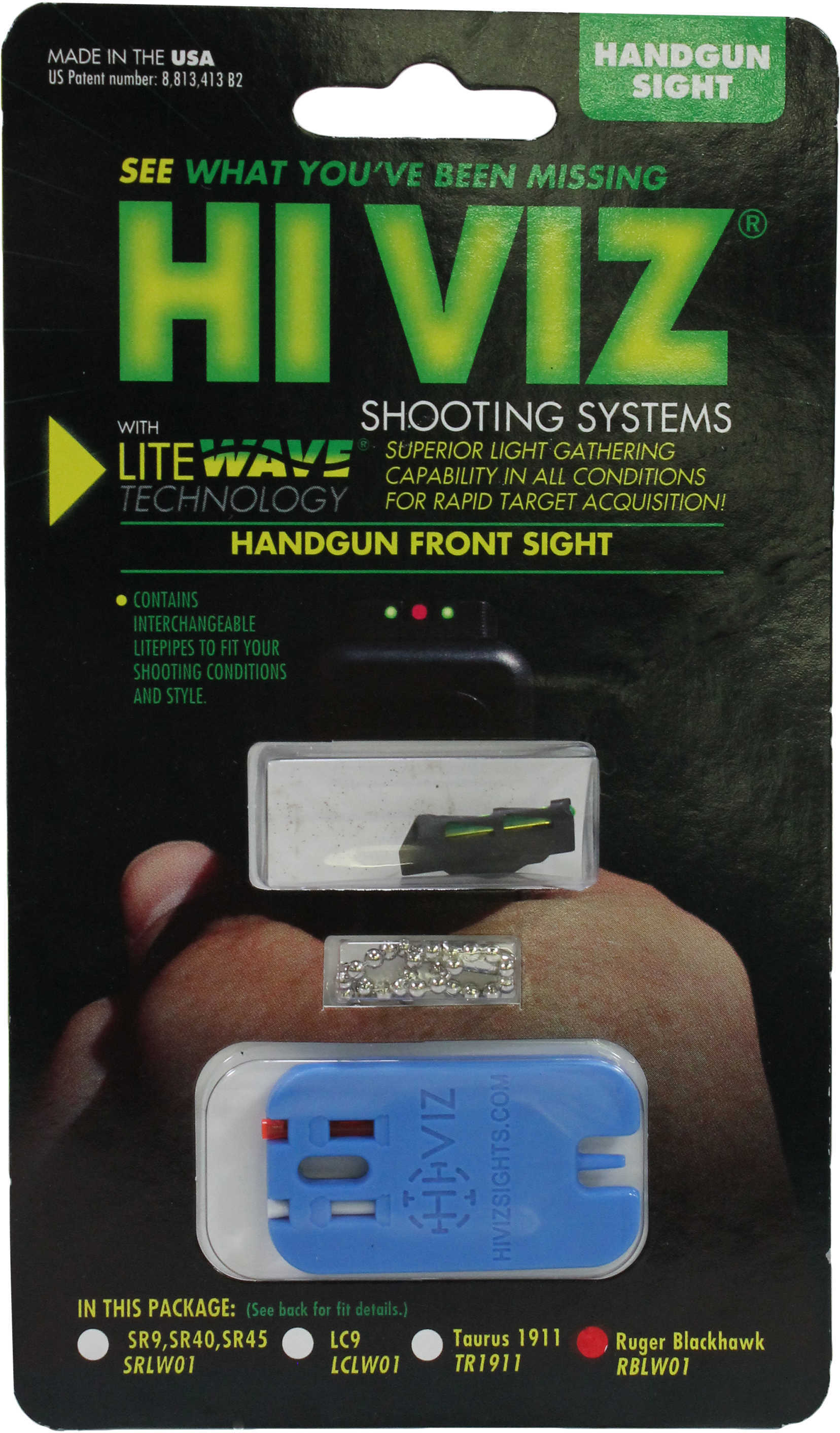 HiViz Litewave Front Sight For Ruger® Blackhawk All But 45LC, Red/Green/White Md: RBLW01