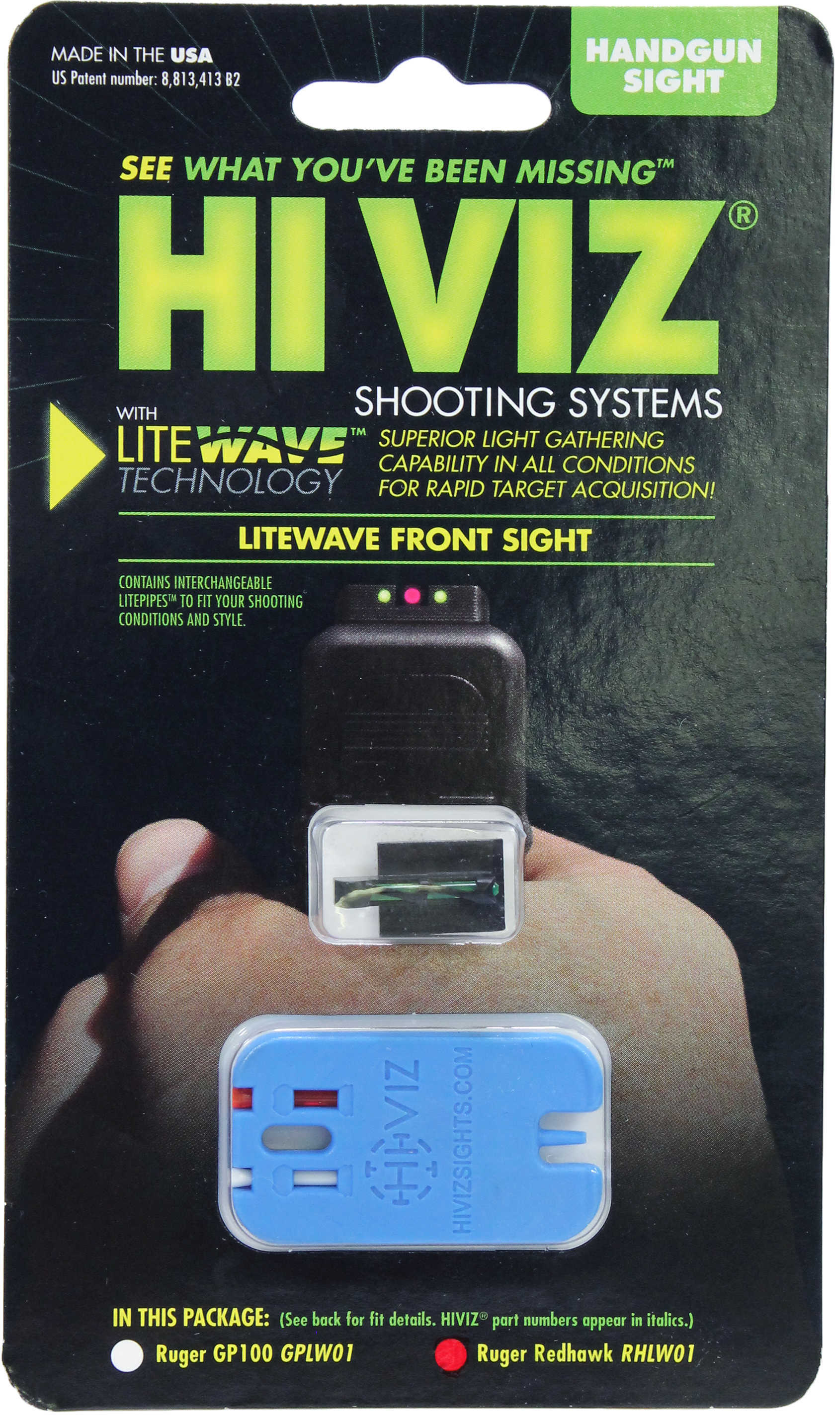 HiViz Litewave Front Sight For Ruger® Redhawk/SRH, Red/Green/White Litepipes Md: RHLW01