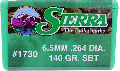 Sierra 6.5mm .264 Diameter 140 Grain Spitzer Boat Tail Gameking 100 Count