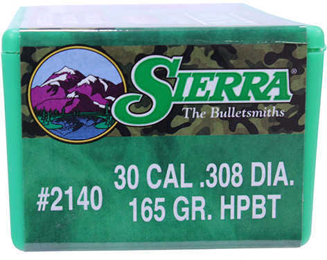 Sierra 30 Caliber .308 Diameter 165 Grain Hollow Point Boat Tail Gameking 100 Count