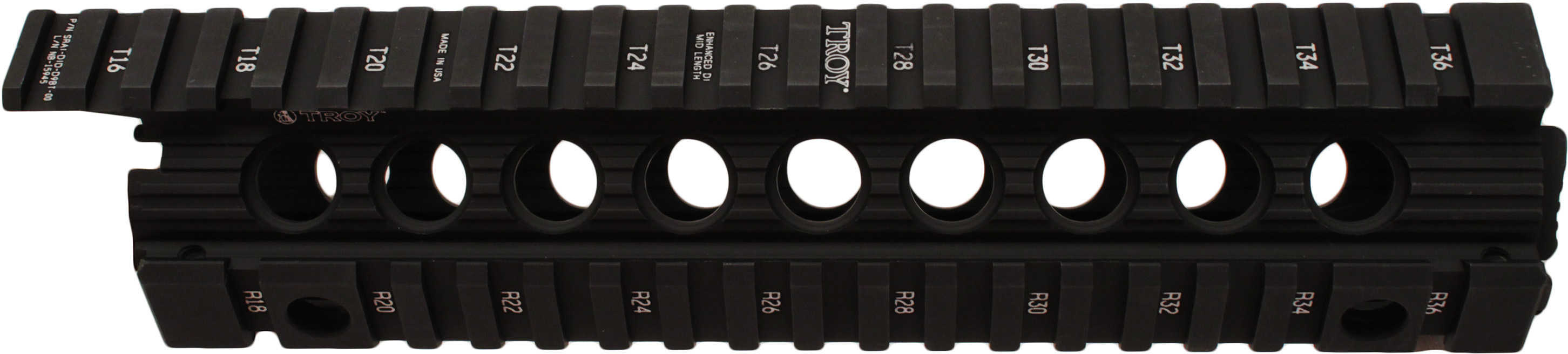 TROY Enhanced Rail 9" Drop In Picatinny on All Four Sides Built-in Sockets for QD Swivels SRAI-DID-D9BT-00