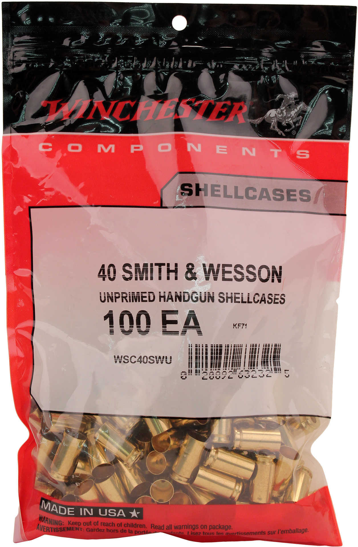 Winchester Unprimed Cases . 40 S&W 100-Pack