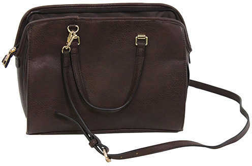 Bulldog Concealed Carrie Purse Satchel Chocolate Brown