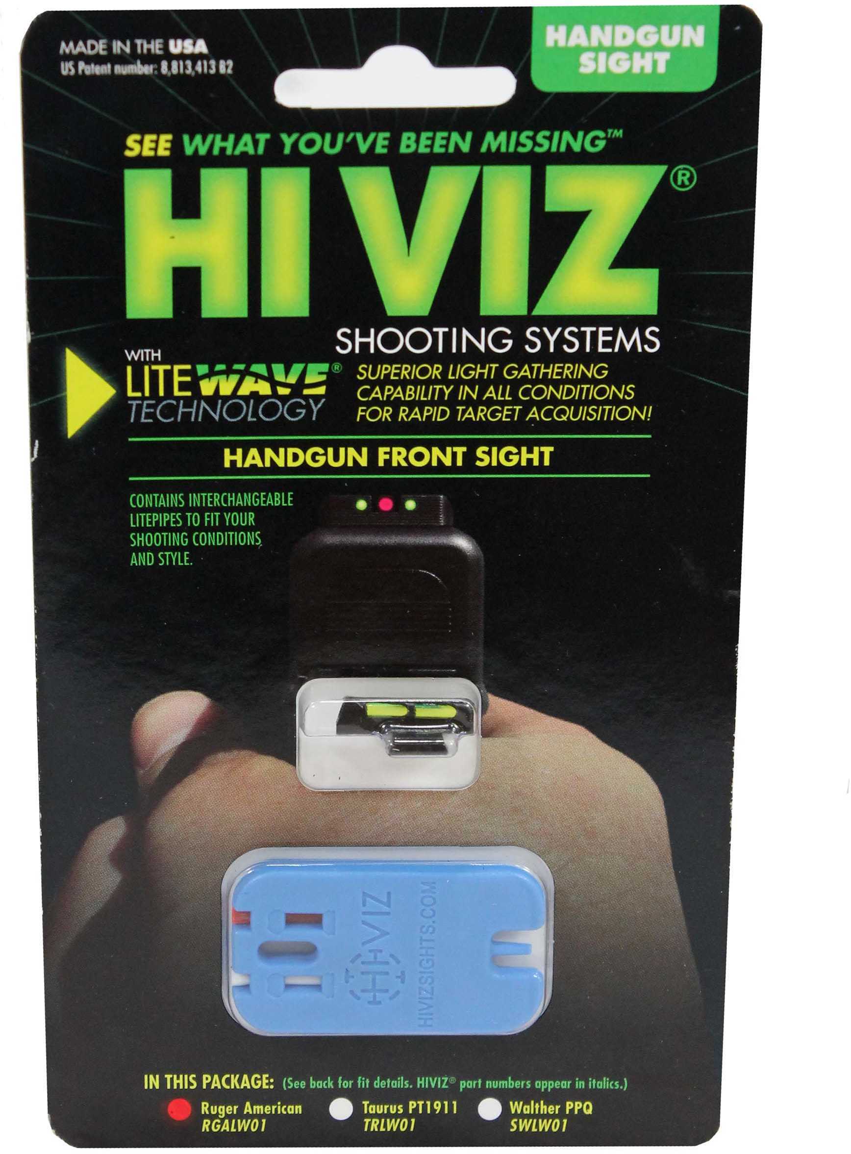 HiViz Litewave Front Sight For All Ruger® American Pistols, Green/Red/White Md: RGALW01
