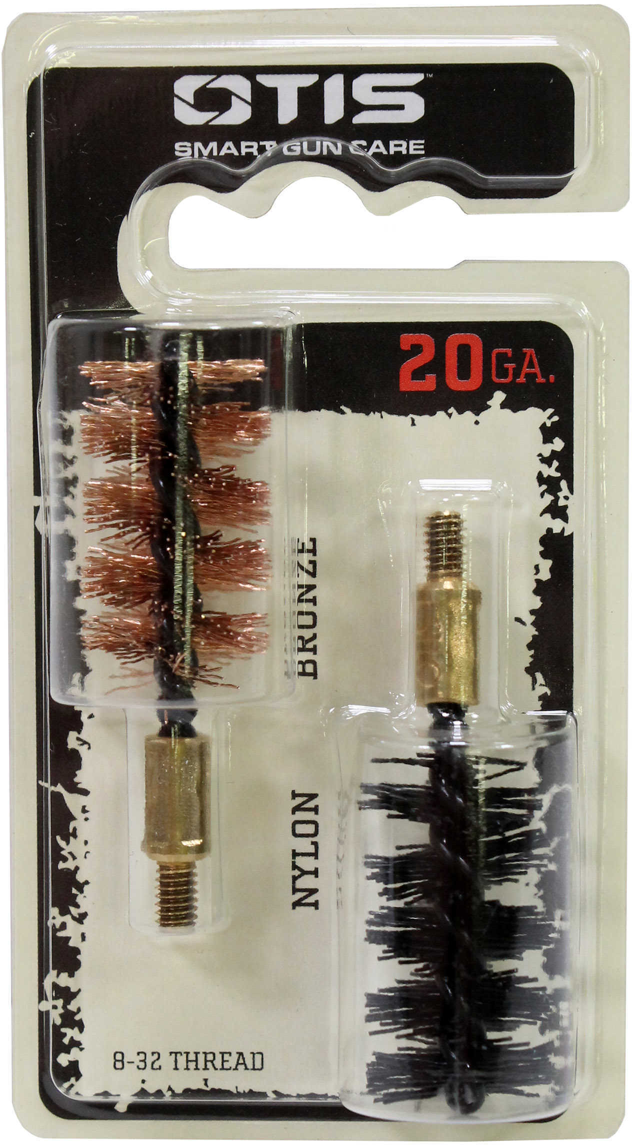 Otis Bore Brush .20 Gauge 2-Pack 1-Nylon 1-Bronze 8-32MM Thread
