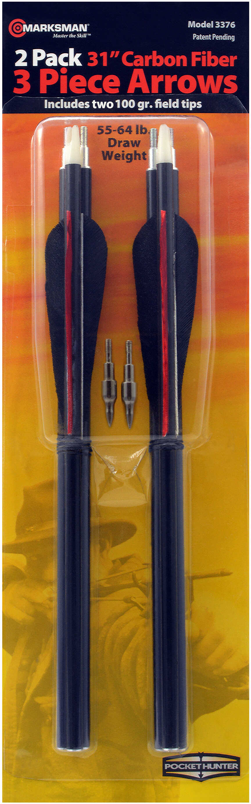 Marksman Carbon Fiber Arrows Three Piece Kit, Black Md: 3376